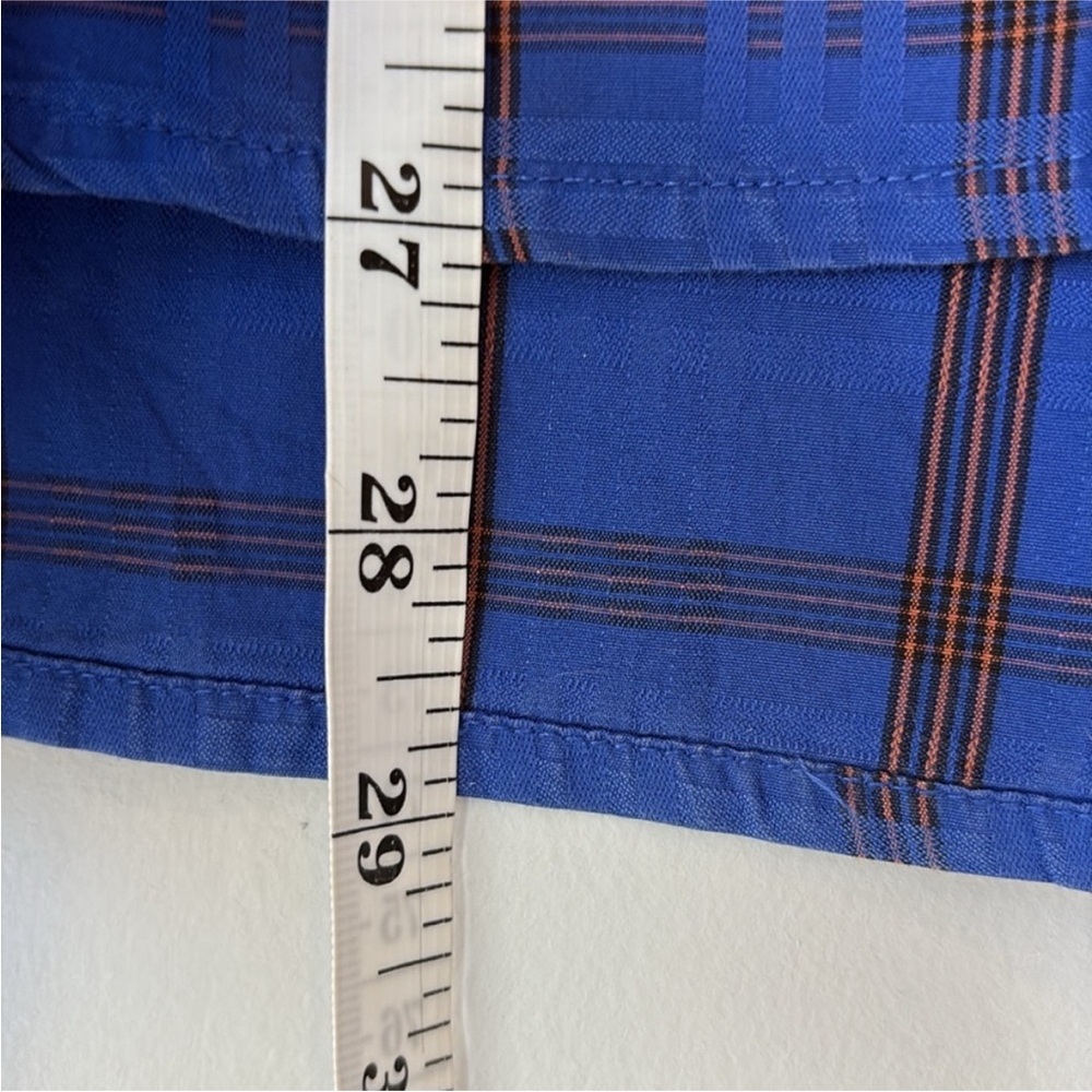 Robert Graham Shirt Flip Cuff Embroidered Shale Blue Plaid - Excellent Condition - Picture 7 of 8
